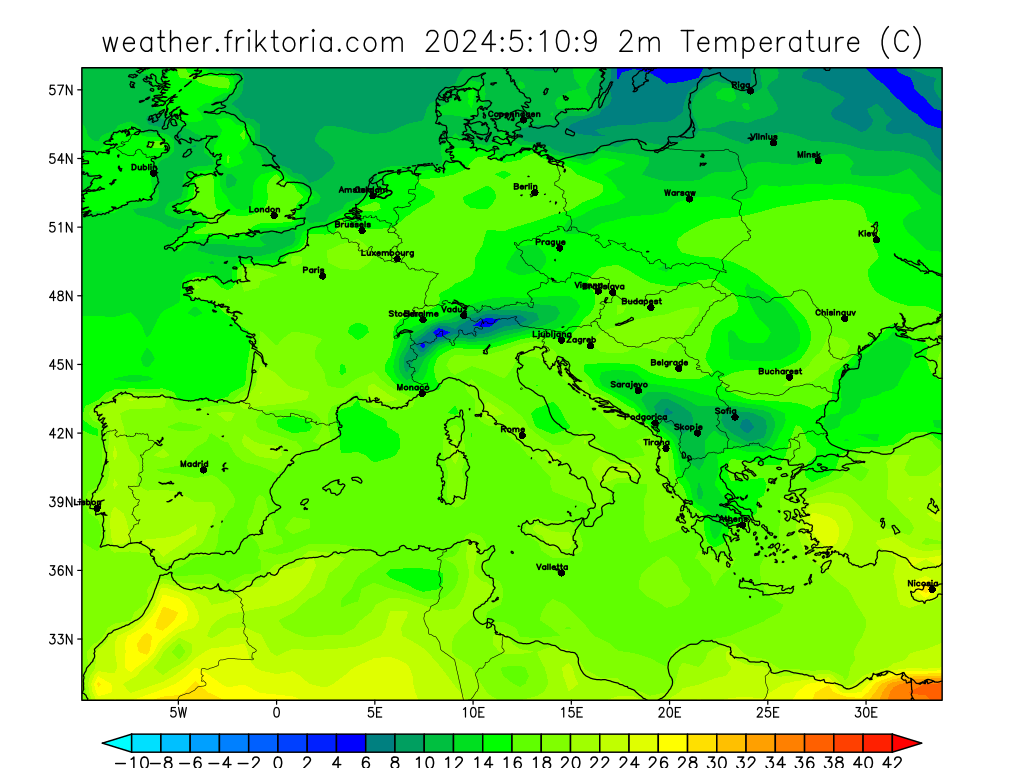 Europe Temperature at 2m